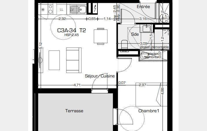 Appartement P2   BEZIERS  46 m2 165 500 € 