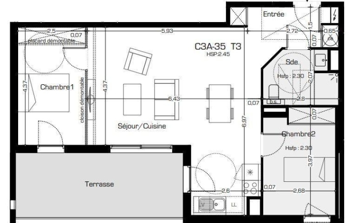 Appartement P3   BEZIERS  66 m2 243 700 € 