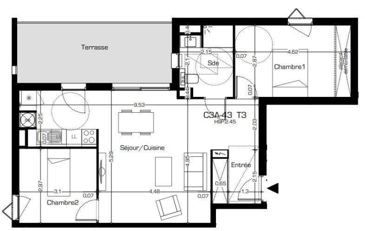 Appartement P3   BEZIERS  66 m2 248 500 € 